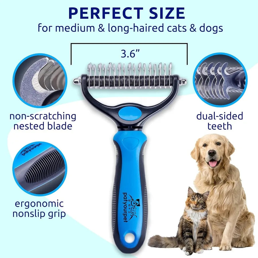 Hign-concerned Deshedding Brush DoubleSided Dogs And Cats