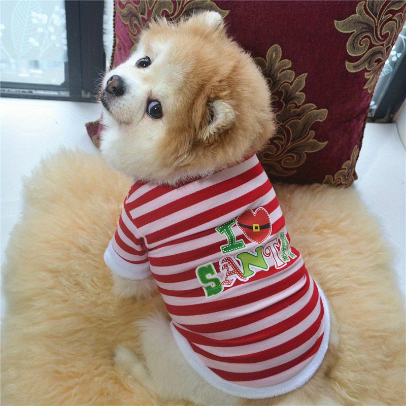3Pc Holiday Pet Christmas Striped Fleece Sweater For Pets