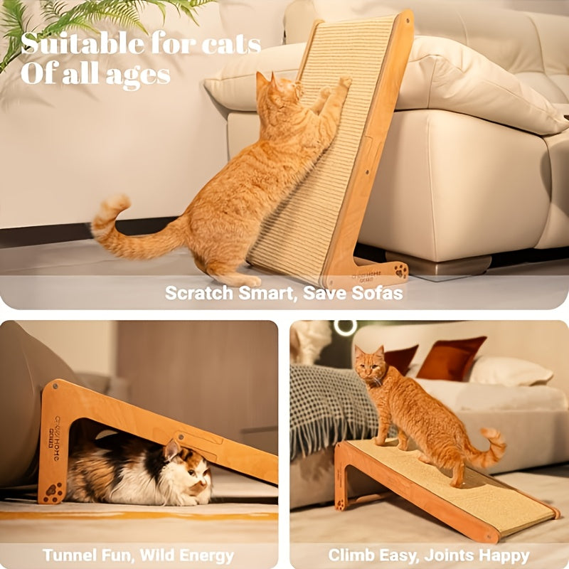 Solid Wooden Sisal Cat Scratcher Indoor Climbing Post