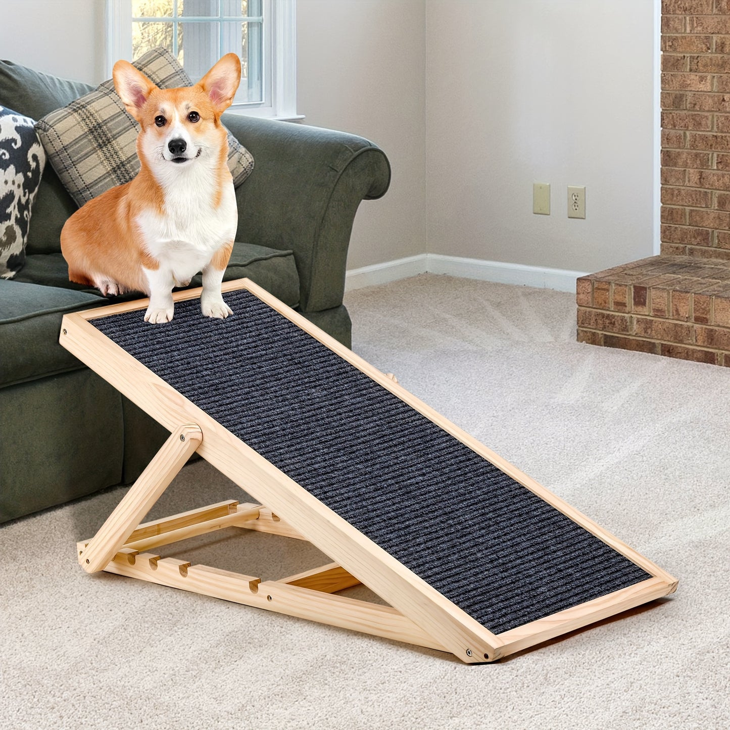 Adjustable Wood Pet Ramp For Dogs And Cats Supports 200lbs