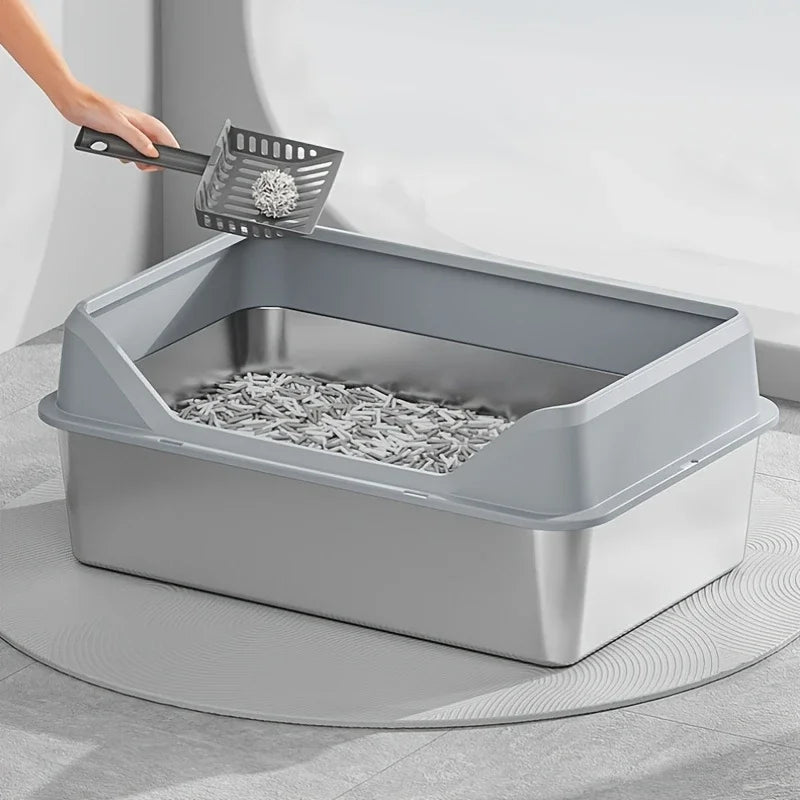 Stainless Steel Cat Litter Box With Lid Leakproof Odor Free