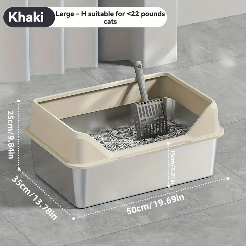 Stainless Steel Cat Litter Box With Lid Leakproof Odor Free