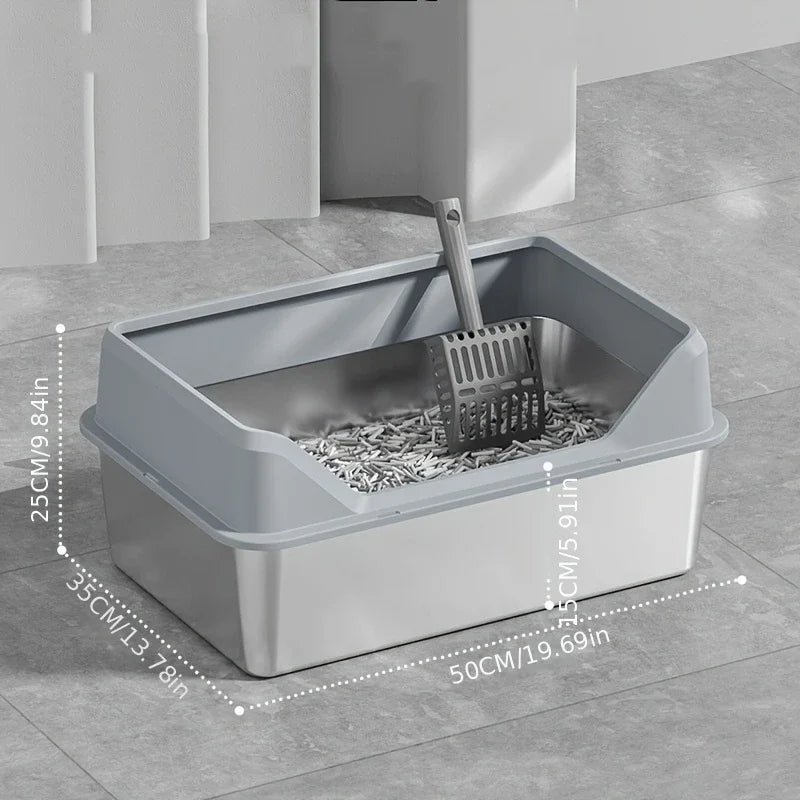 Stainless Steel Cat Litter Box With Lid Leakproof Odor Free