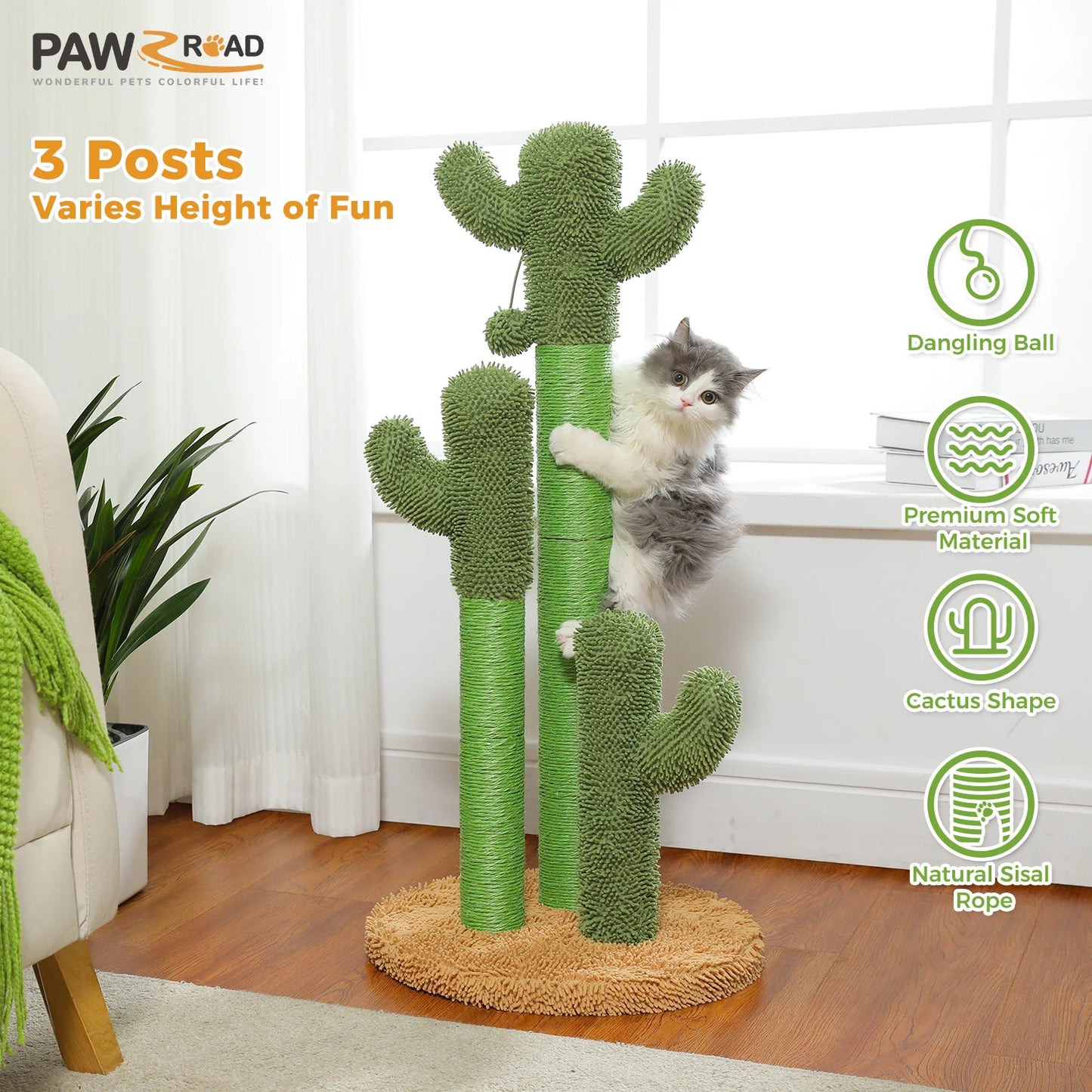 PAWZ Road Cactus Cat Scratching Post Indoor Cat Scratcher