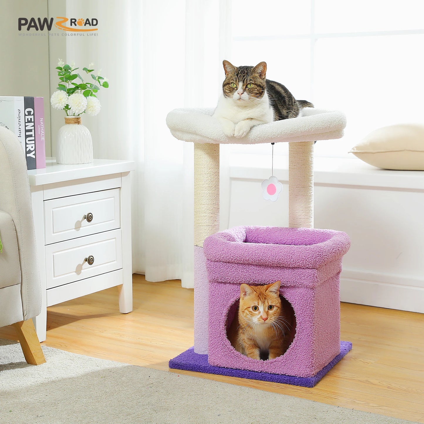 PEQULTICN Cat Tree Tower With Cozy Condo And Wide Perch