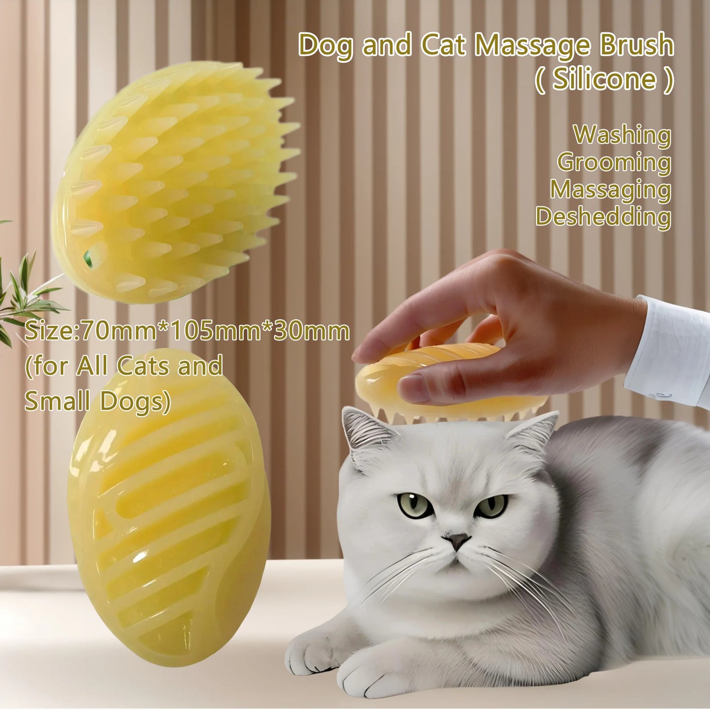 YTYIN Dog Cat Massage Brush Silicone Slicker Groomer