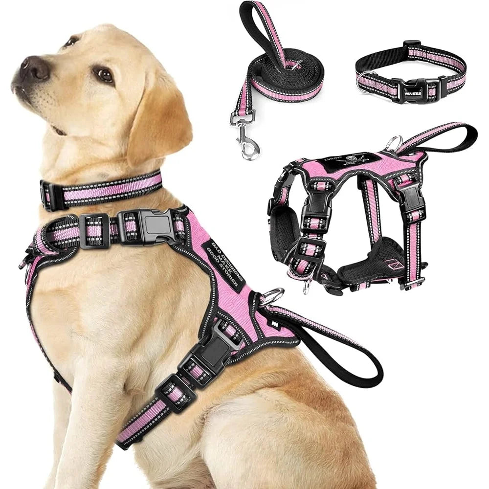 Paws Nation Reflective No Pull Harness Leash Set For Dogs