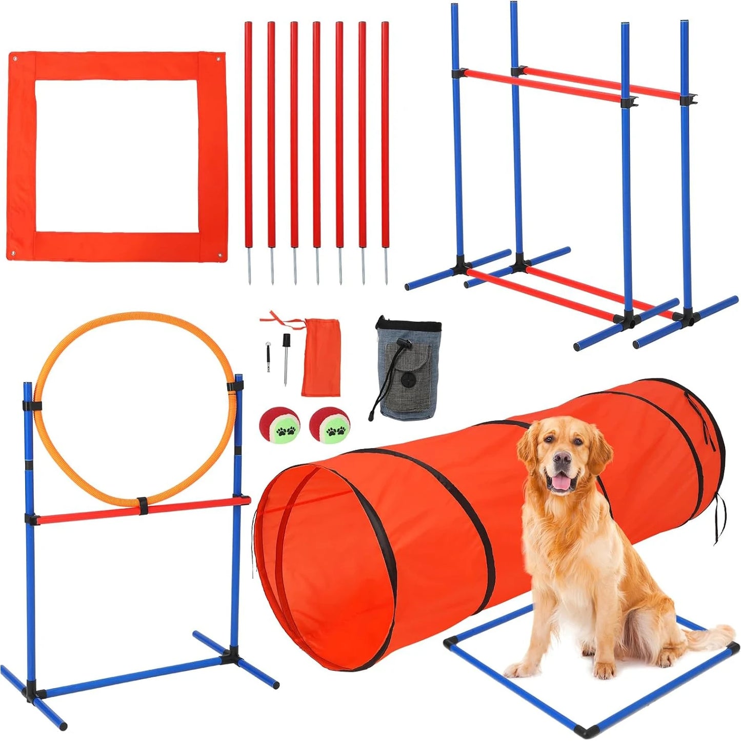 HiMISSH Dog Agility Training Set Outdoor Obstacle Course Kit