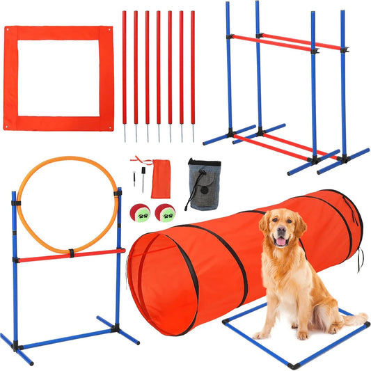 HiMISSH Dog Agility Training Set Outdoor Obstacle Course Kit