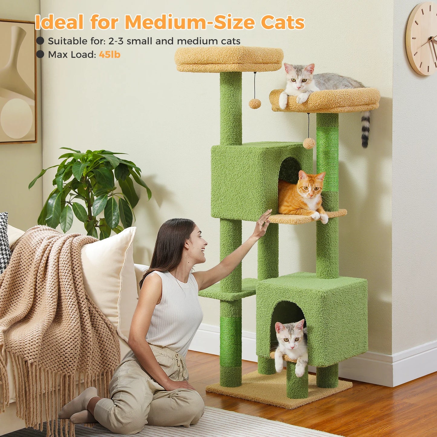 PAWZ Road Cactus Cat Tree Cat Tower For Indoor Cats