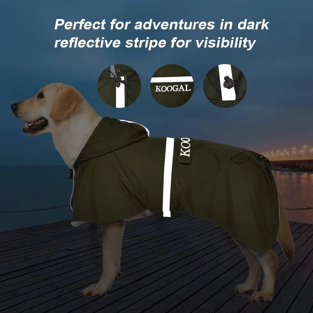 Hign-Concerning Waterproof Dog Raincoat Poncho Lightweight