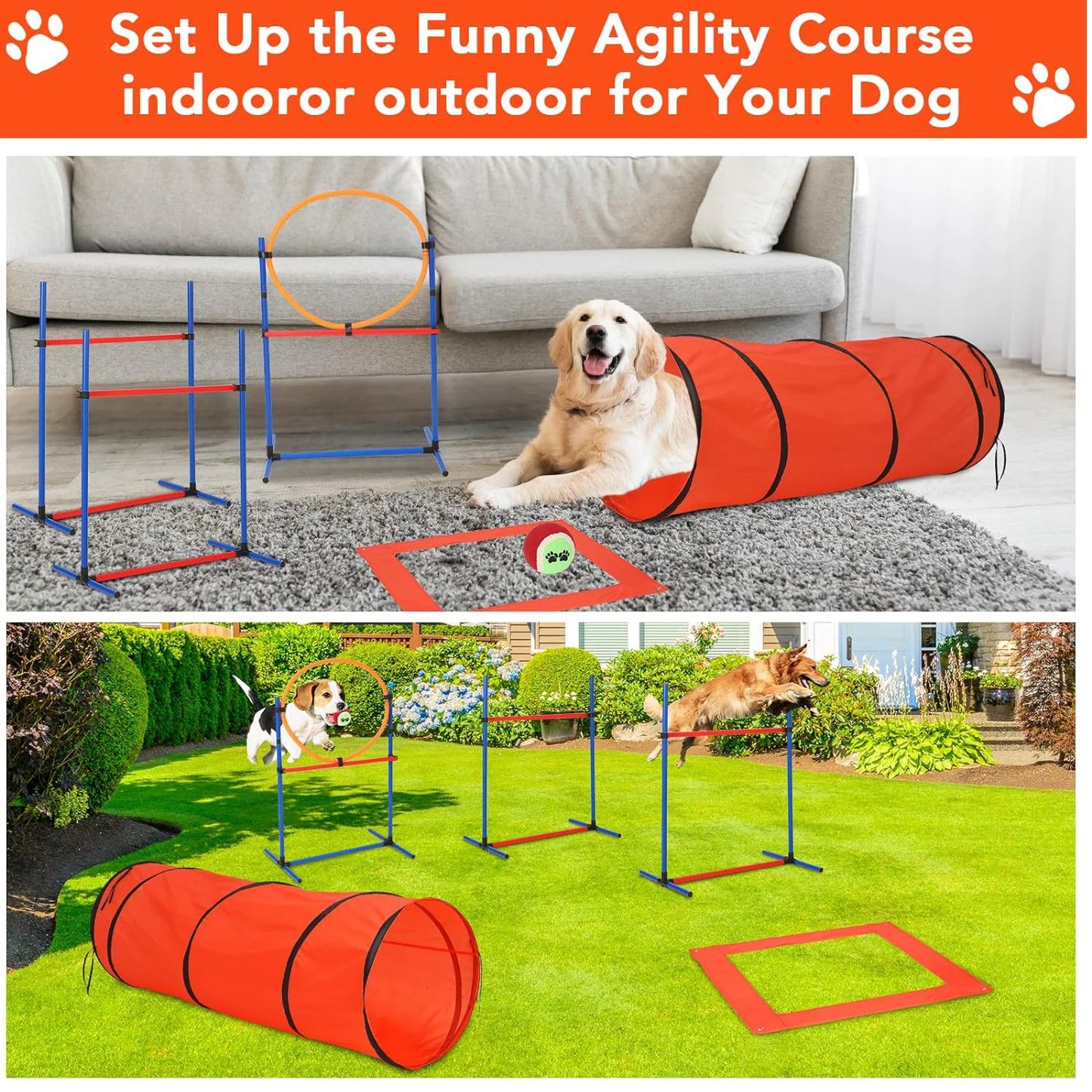 HiMISSH Dog Agility Training Set Outdoor Obstacle Course Kit