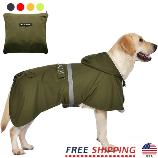 Hign-Concerning Waterproof Dog Raincoat Poncho Lightweight