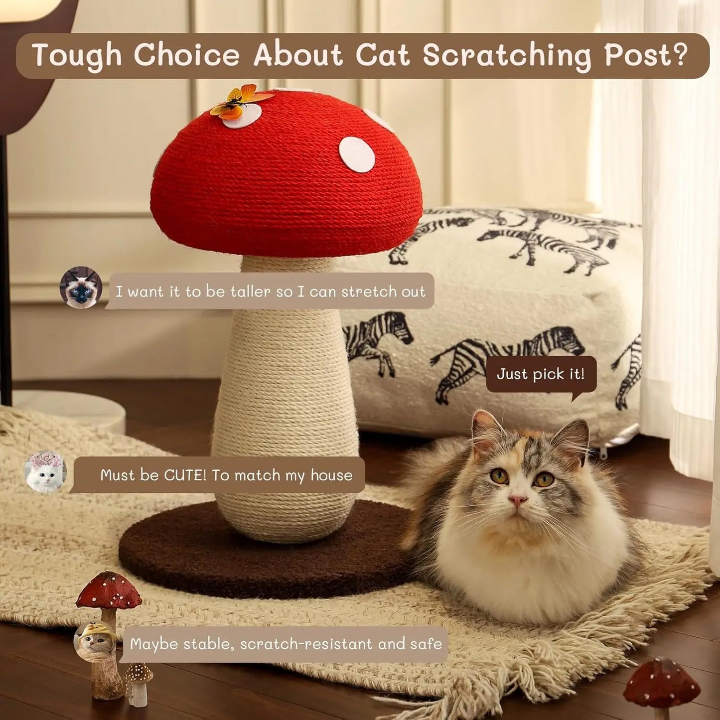 Oor Cats Mushroom Cat Scratching Post Tower With Sisal