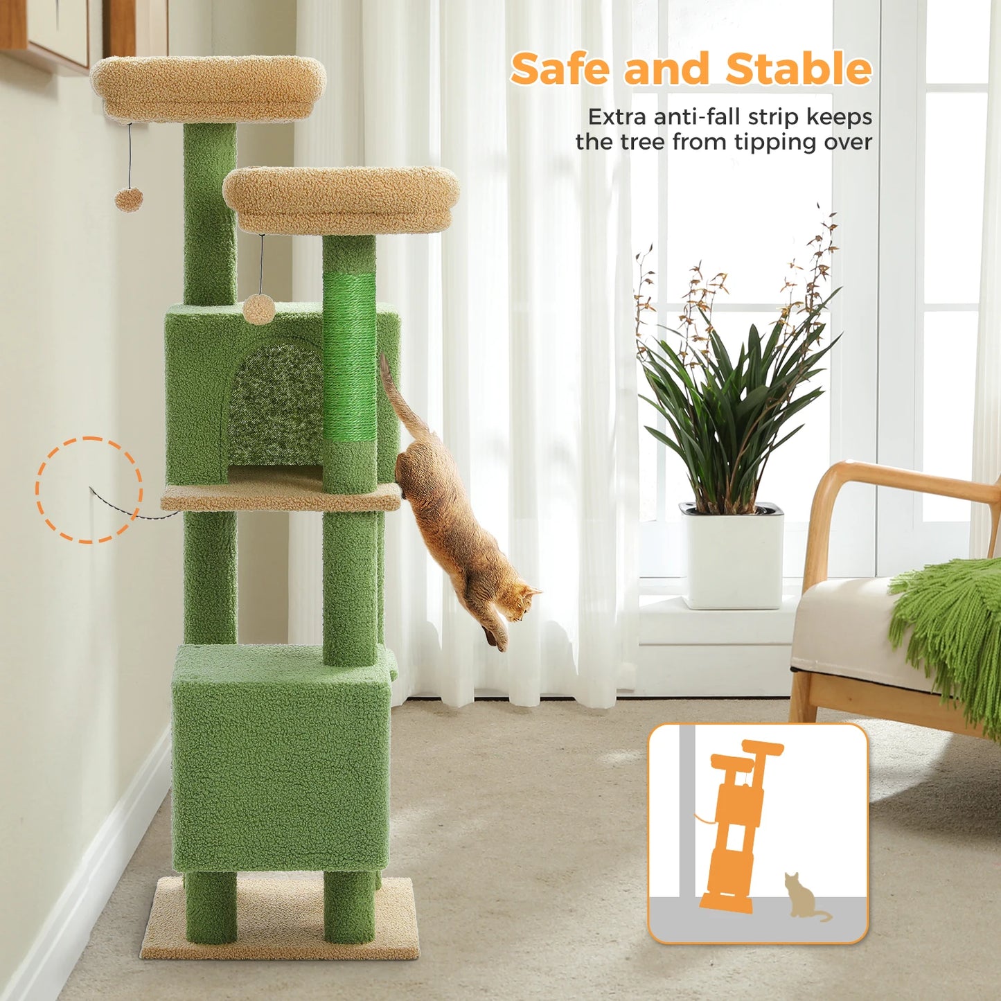 PAWZ Road Cactus Cat Tree Cat Tower For Indoor Cats