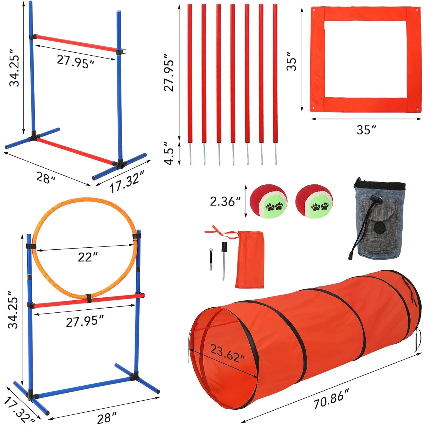 HiMISSH Dog Agility Training Set Outdoor Obstacle Course Kit
