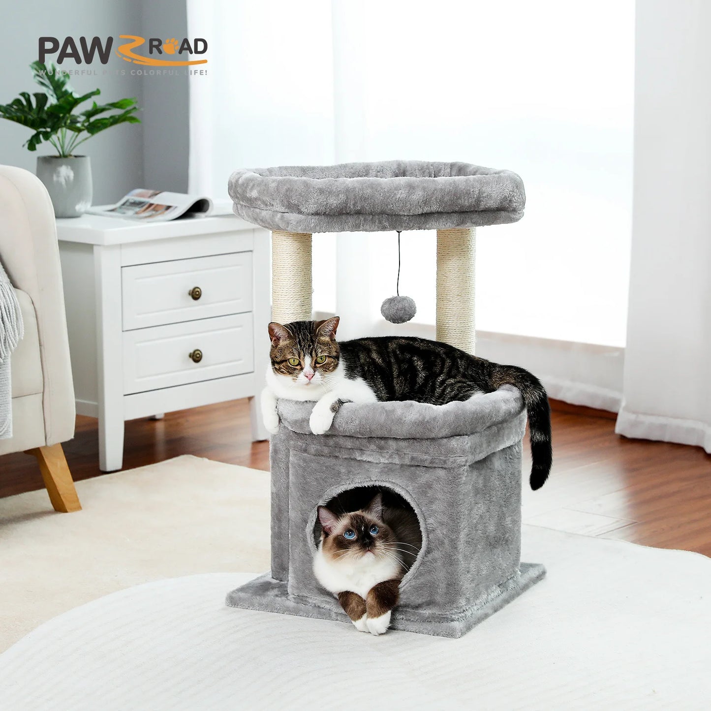 PEQULTICN Cat Tree Tower With Cozy Condo And Wide Perch