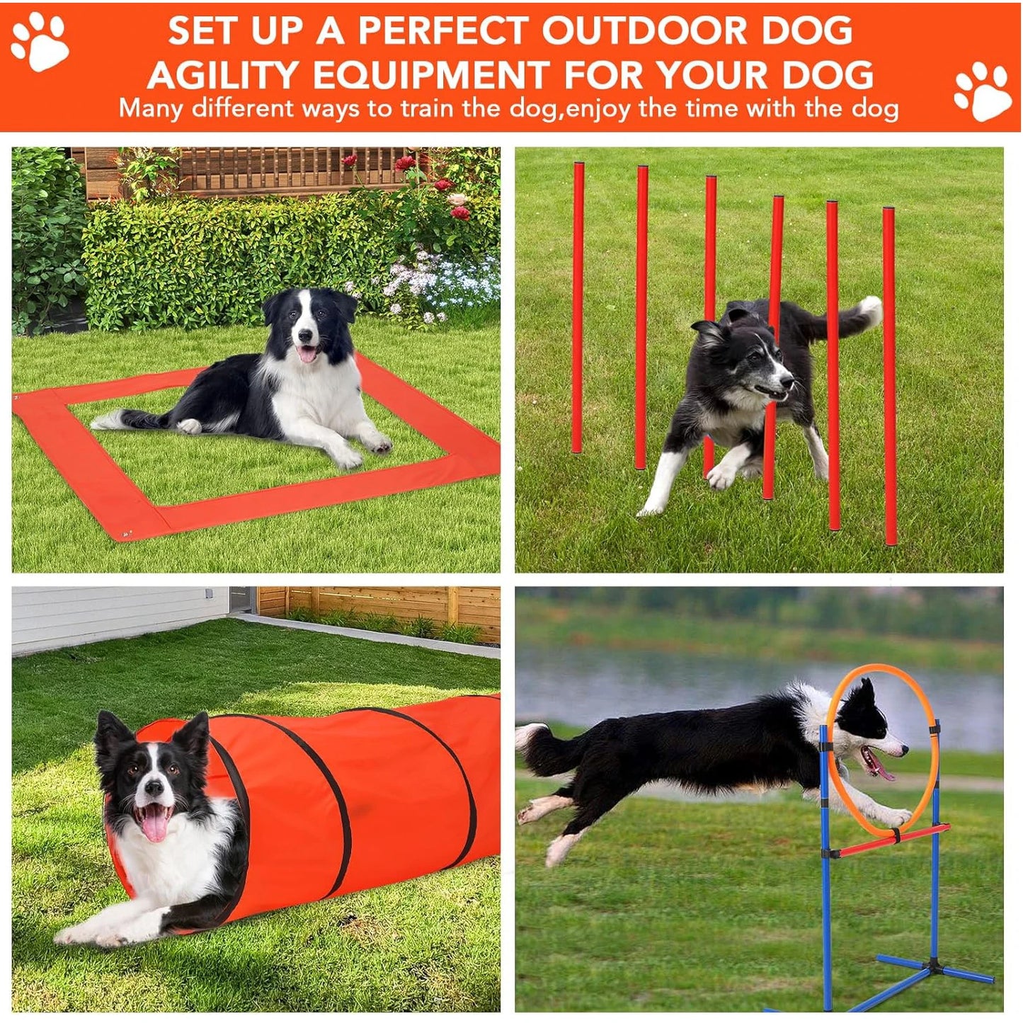 HiMISSH Dog Agility Training Set Outdoor Obstacle Course Kit