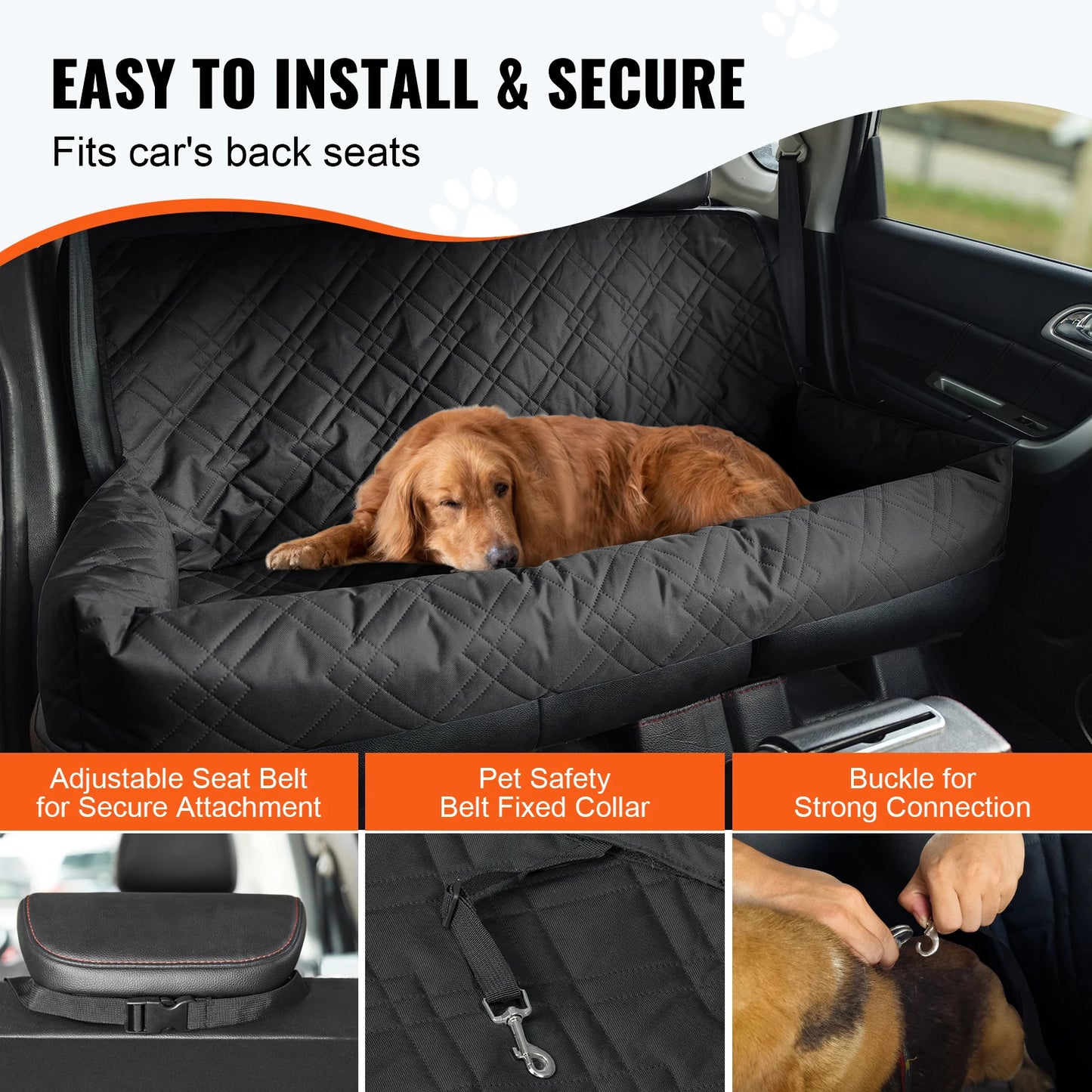 SucceBuy Dog Car Seat Waterproof Booster Seat With Leash