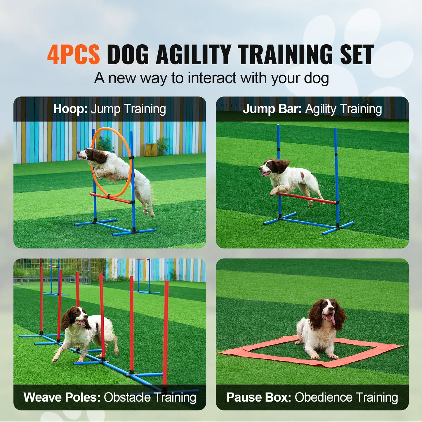 SucceBuy Dog Agility Training Equipment 4 Piece Set