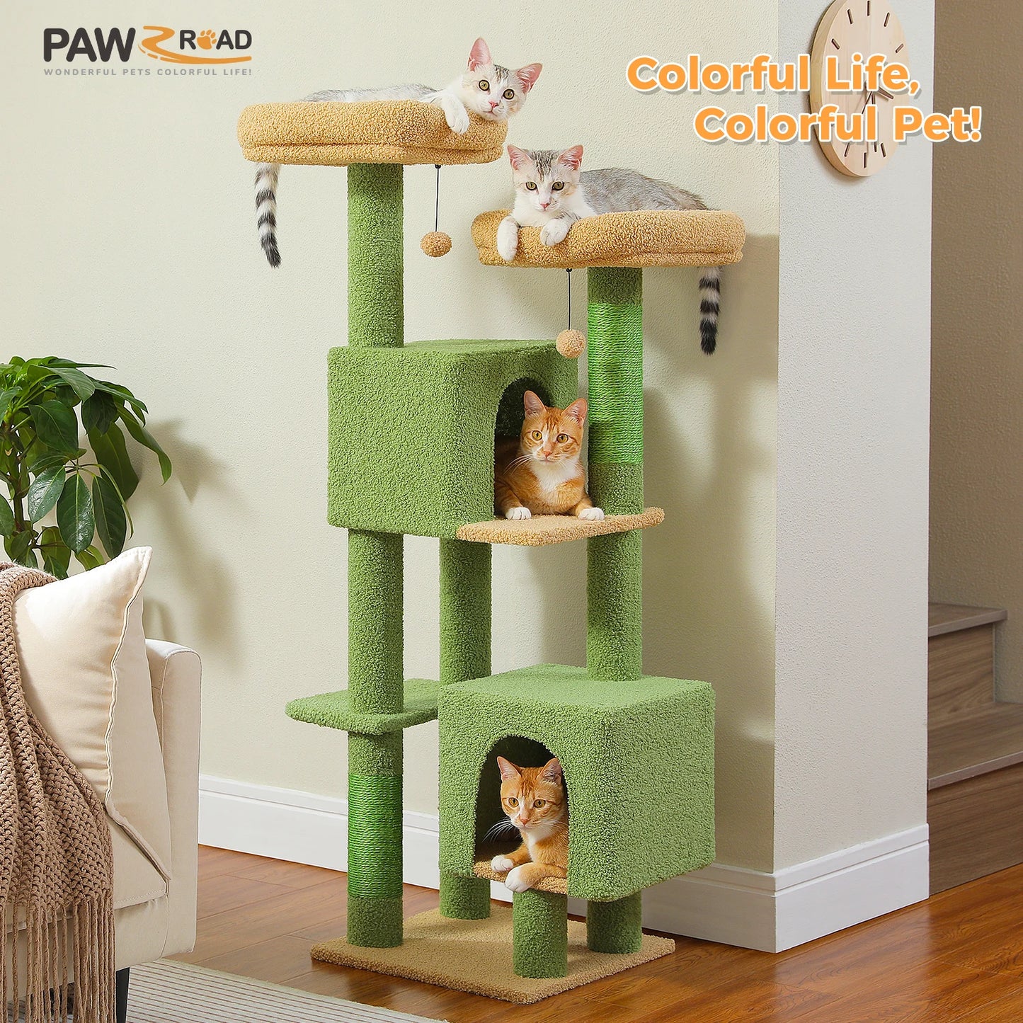 PAWZ Road Cactus Cat Tree Cat Tower For Indoor Cats