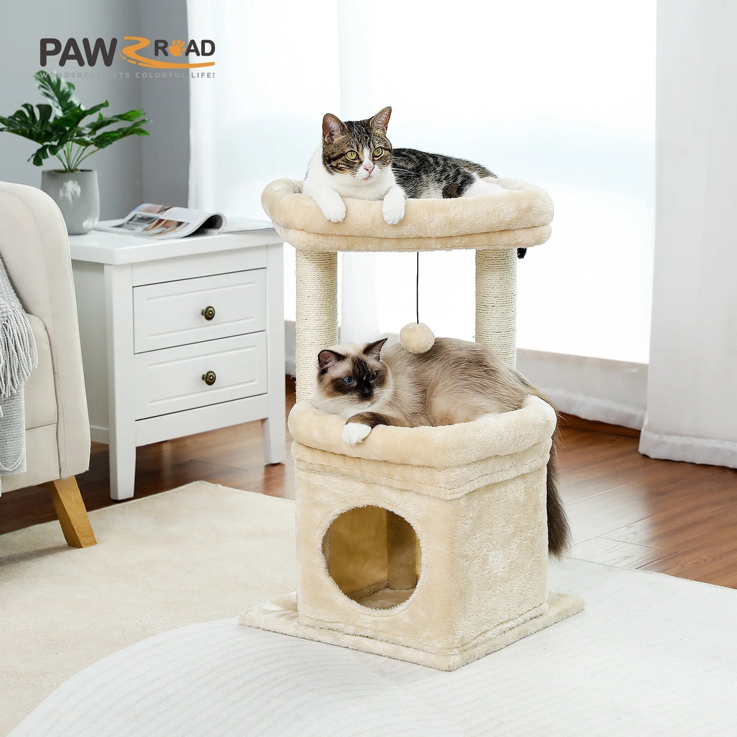 PEQULTICN Cat Tree Tower With Cozy Condo And Wide Perch
