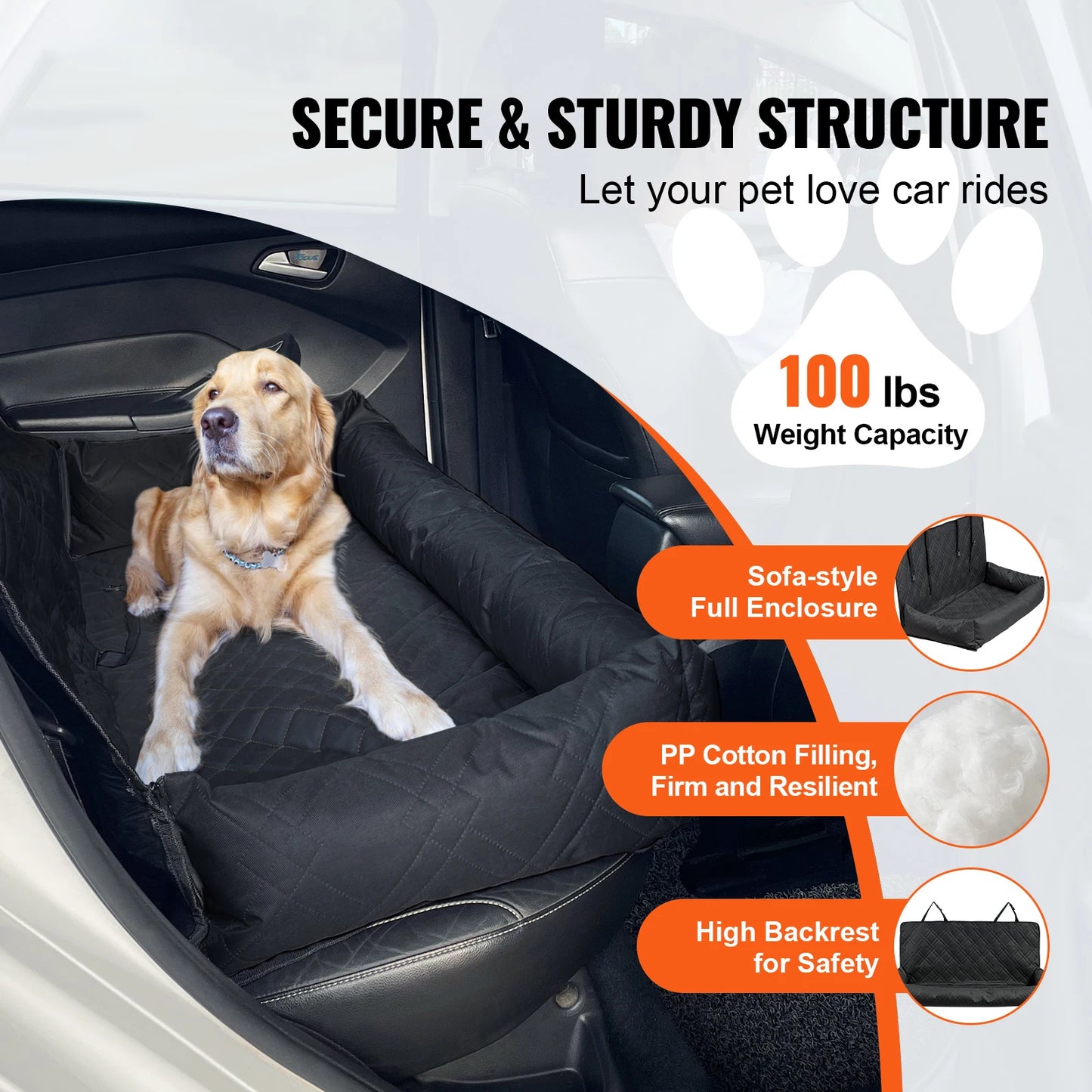 SucceBuy Dog Car Seat Waterproof Booster Seat With Leash
