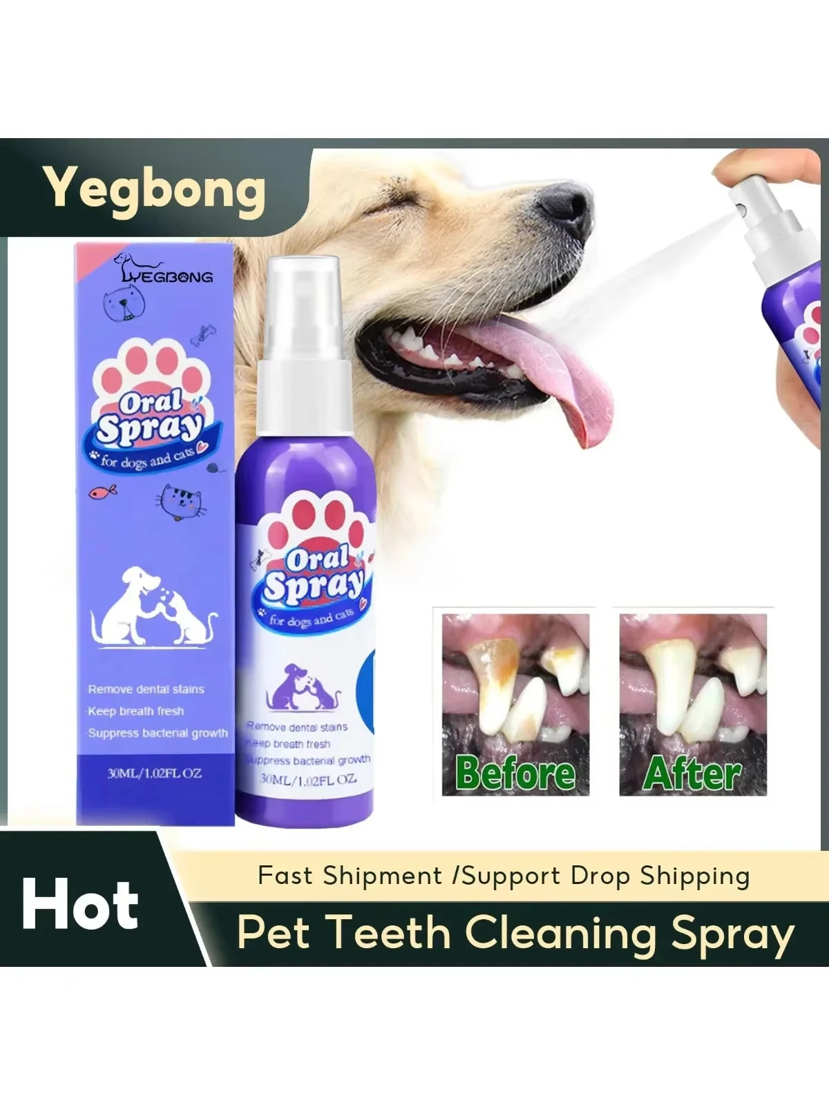 YEGBONG Pet Tooth Cleaning Spray For Dogs And Cats