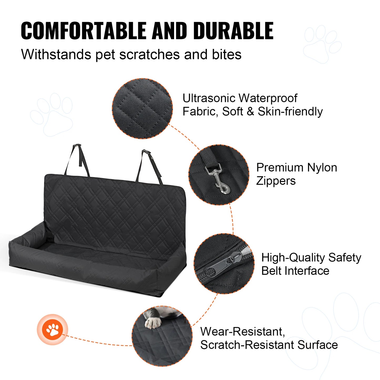 SucceBuy Dog Car Seat Waterproof Booster Seat With Leash