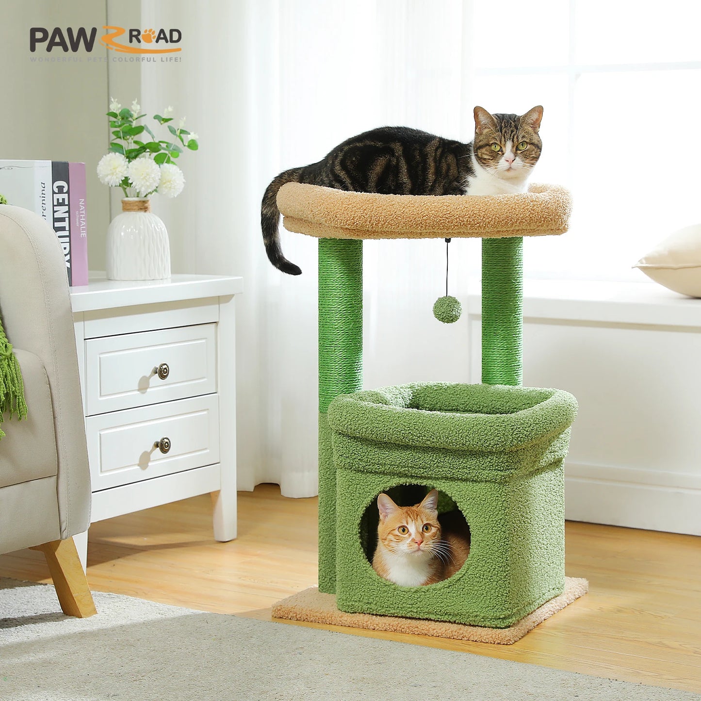 PEQULTICN Cat Tree Tower With Cozy Condo And Wide Perch
