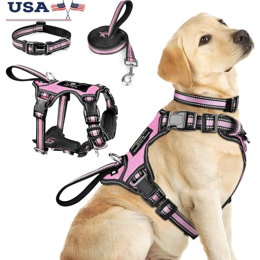 Paws Nation Reflective No Pull Harness Leash Set For Dogs