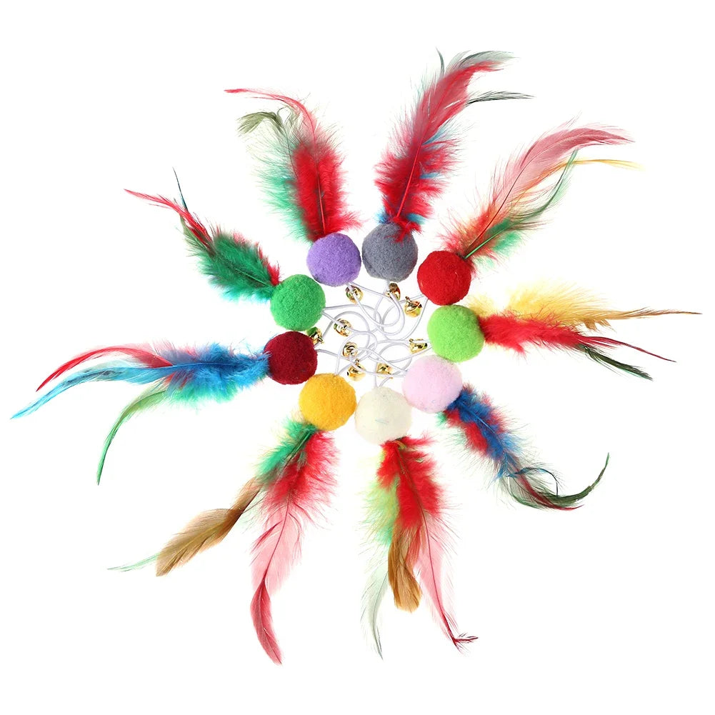 Five Piece Replacement Cat Feather Toy Set For Interactive Wand