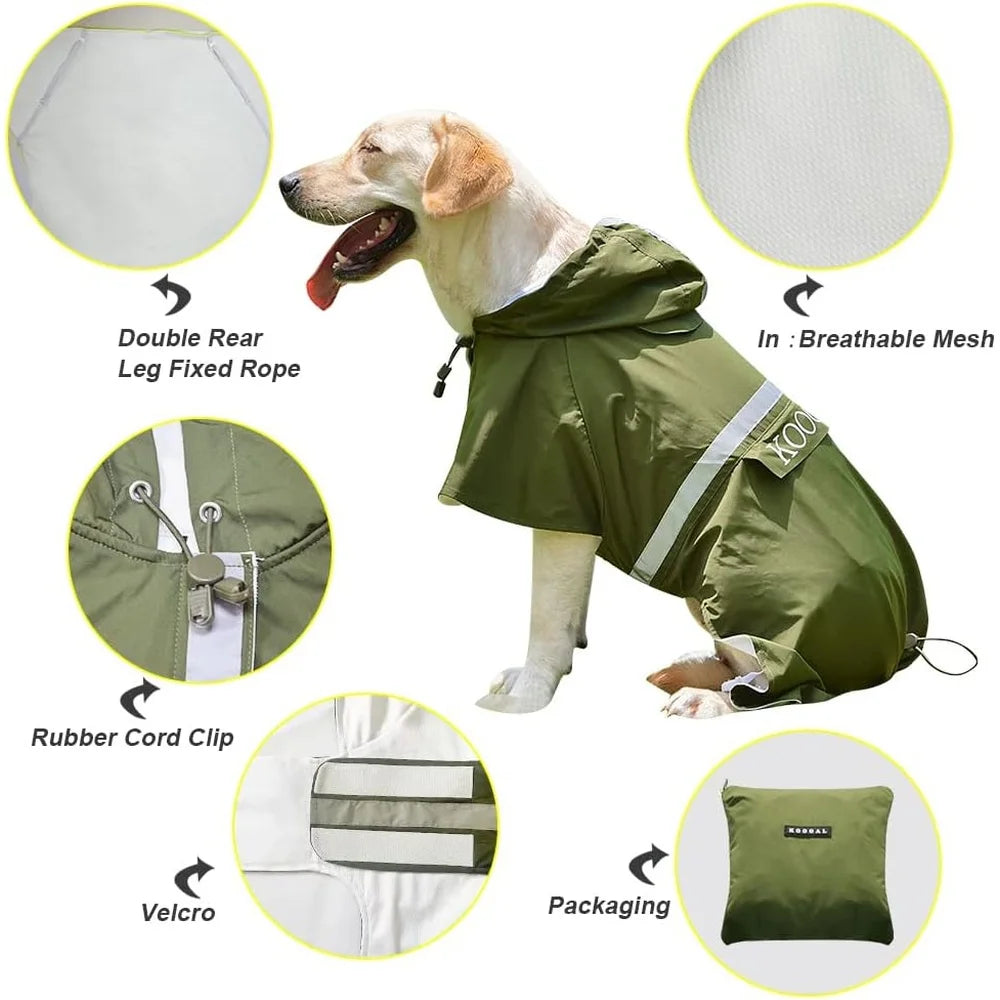Hign-Concerning Waterproof Dog Raincoat Poncho Lightweight