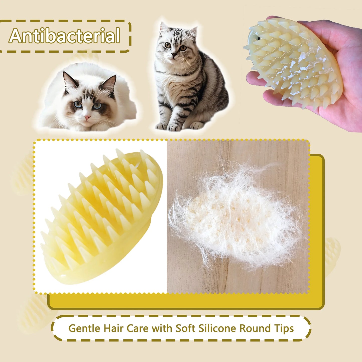 YTYIN Dog Cat Massage Brush Silicone Slicker Groomer