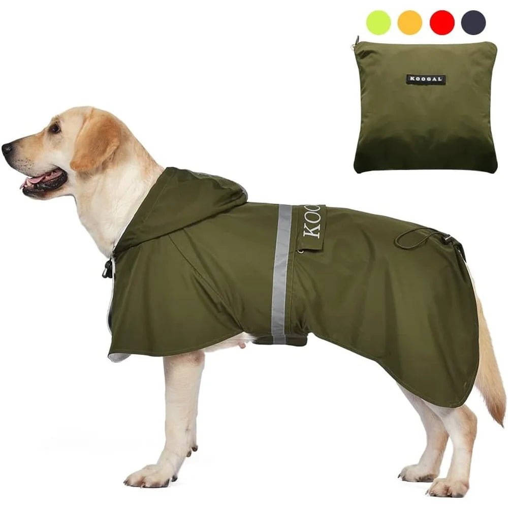 Hign-Concerning Waterproof Dog Raincoat Poncho Lightweight