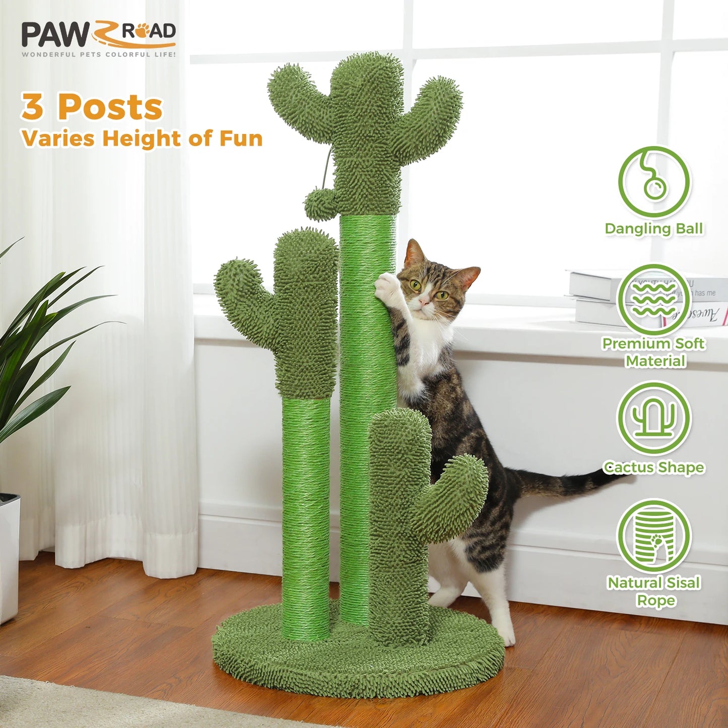 PAWZ Road Cactus Cat Scratching Post Indoor Cat Scratcher
