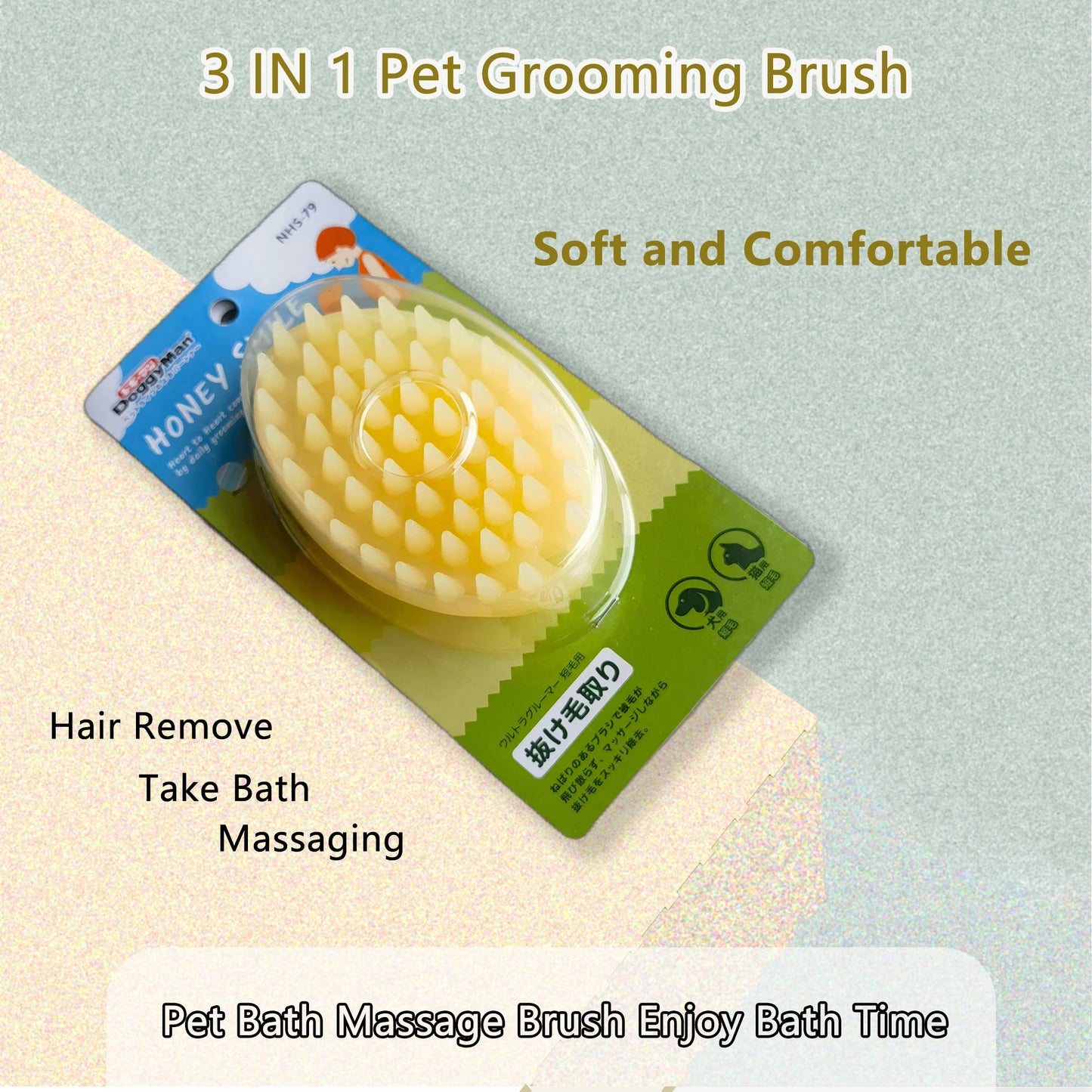 YTYIN Dog Cat Massage Brush Silicone Slicker Groomer