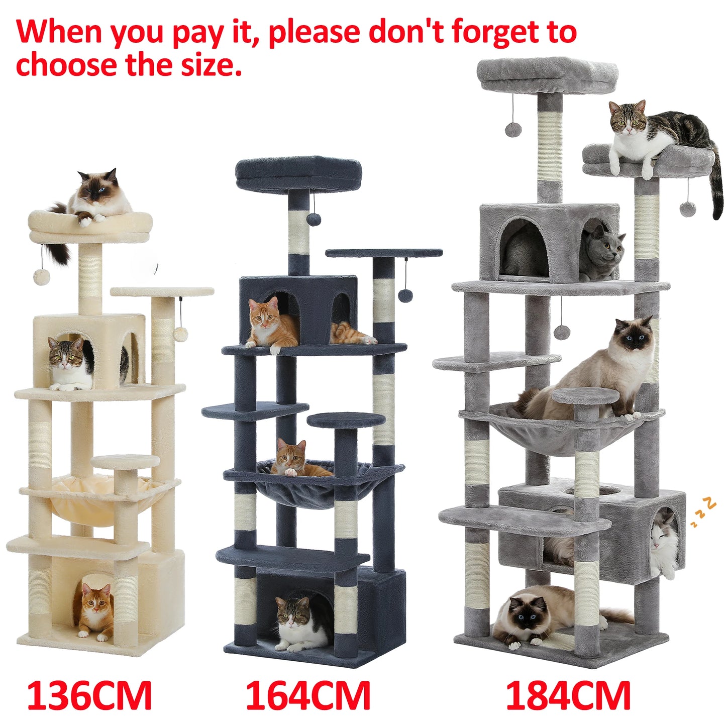 PAWZ Road Cat Tree Tower With Sisal Scratching Posts Hammock