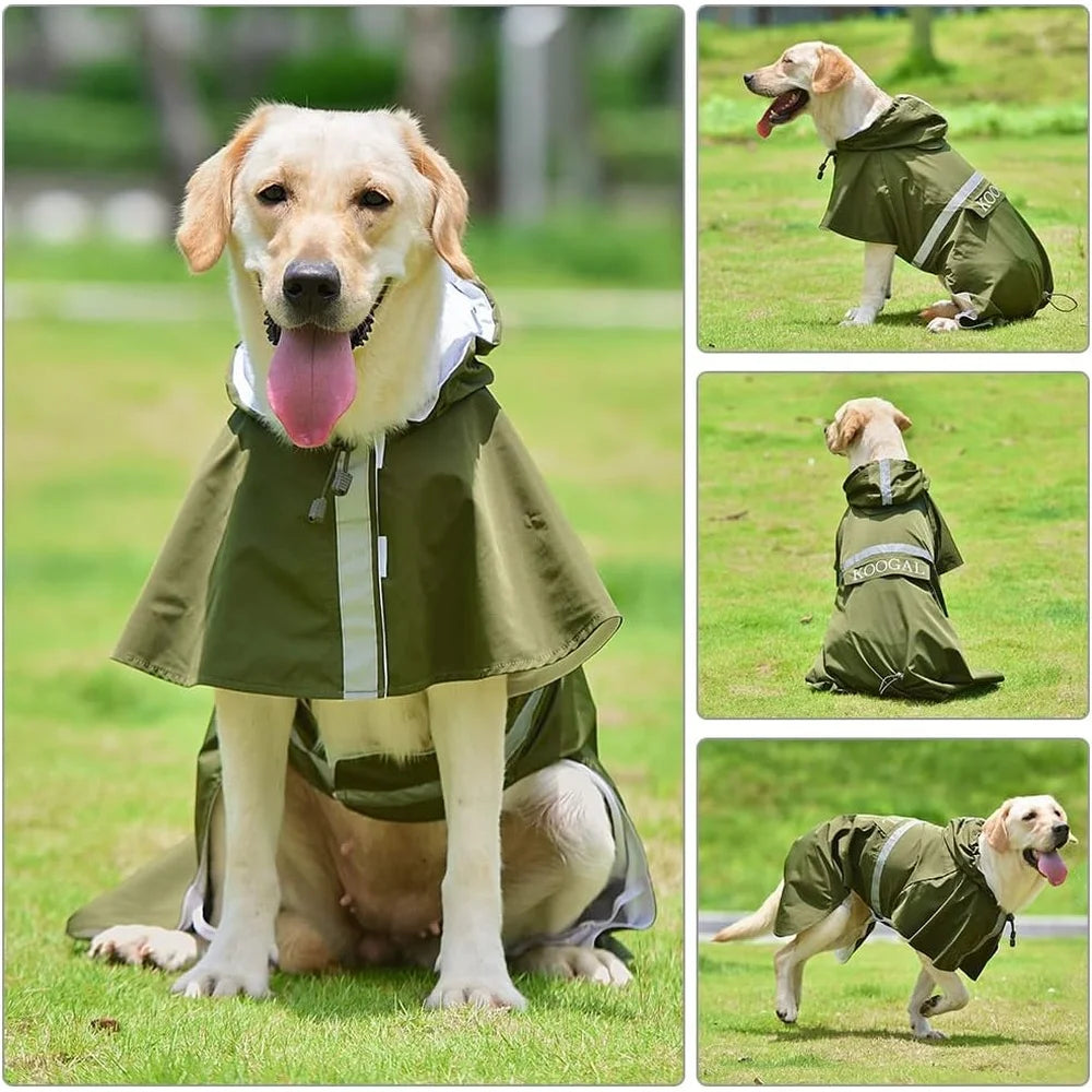 Hign-Concerning Waterproof Dog Raincoat Poncho Lightweight