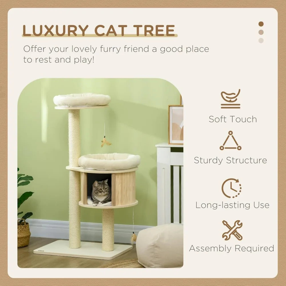 DAFIFY Cat Tree 3 Level Cat Tower With Scratching Posts