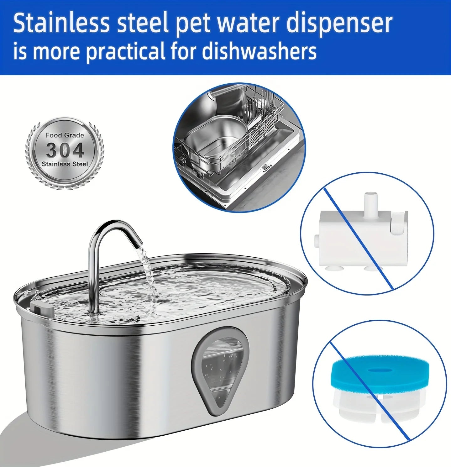 NPET Automatic StainlessSteel Pet Water Dispenser With Transparent ObservationWindow