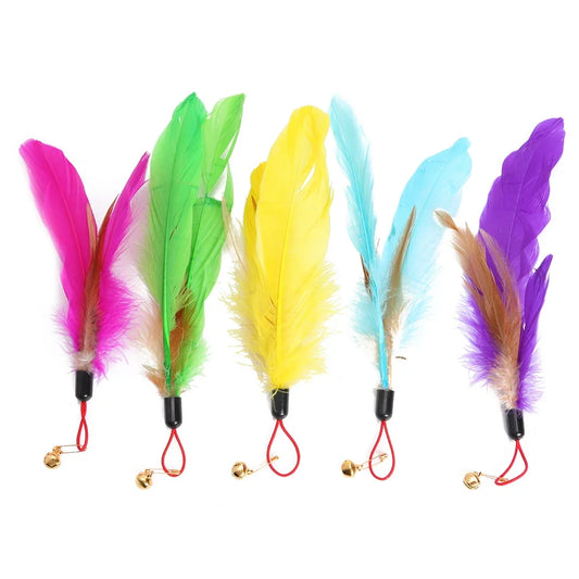 Five Piece Replacement Cat Feather Toy Set For Interactive Wand