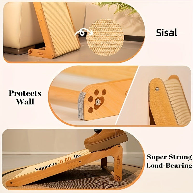 Solid Wooden Sisal Cat Scratcher Indoor Climbing Post